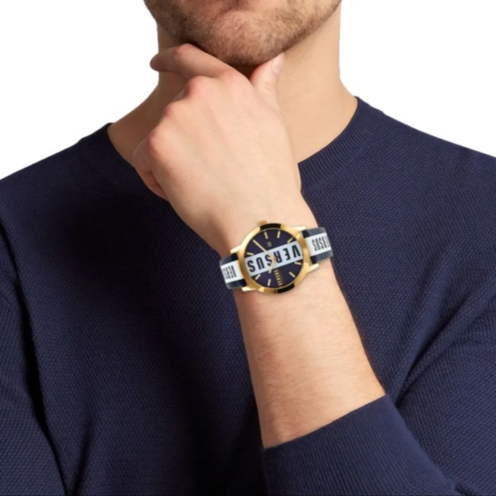 Versace Versus Leather 44mm Stainless Steel Water Resistant Watch New in Box ❤️